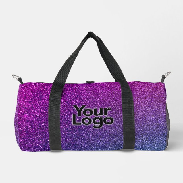 Sparkly Pink Galaxy Glitter Luxury Business Logo  Duffle Bag (Front)