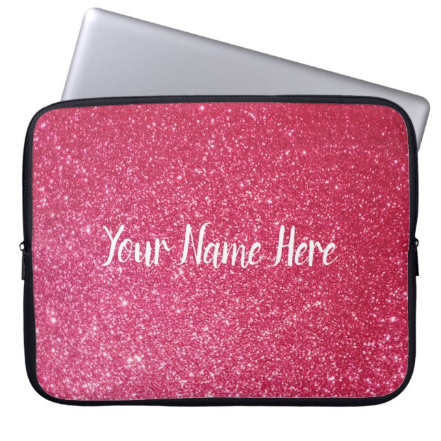 Sparkly Pink Glitter Design Customisable Laptop Sleeve (Front)