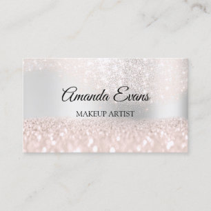 Sparkly Pink Glitter Makeup Artist Fashion Grey Appointment Card