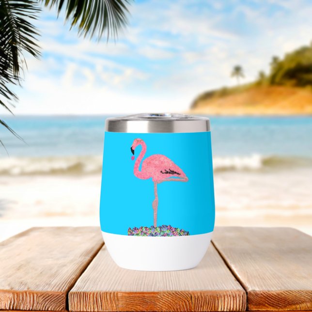 Sparkly Pink Hanukkah flamingo beach (Beach (Rotated))
