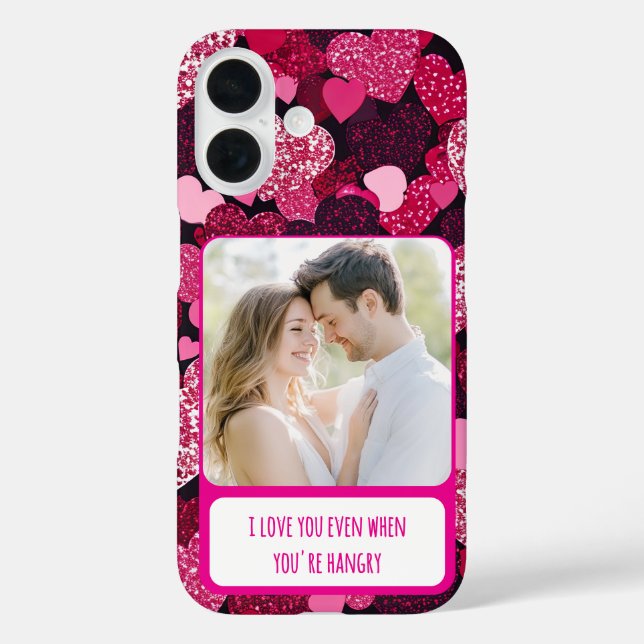 Sparkly Pink Hearts When You're Hangry Case-Mate iPhone Case (Back)