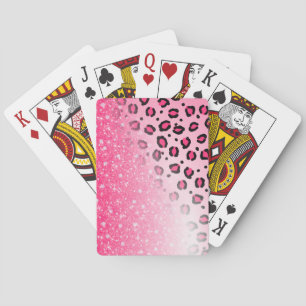 Sparkly Pink Leopard Print Decor For Teen Girls Playing Cards