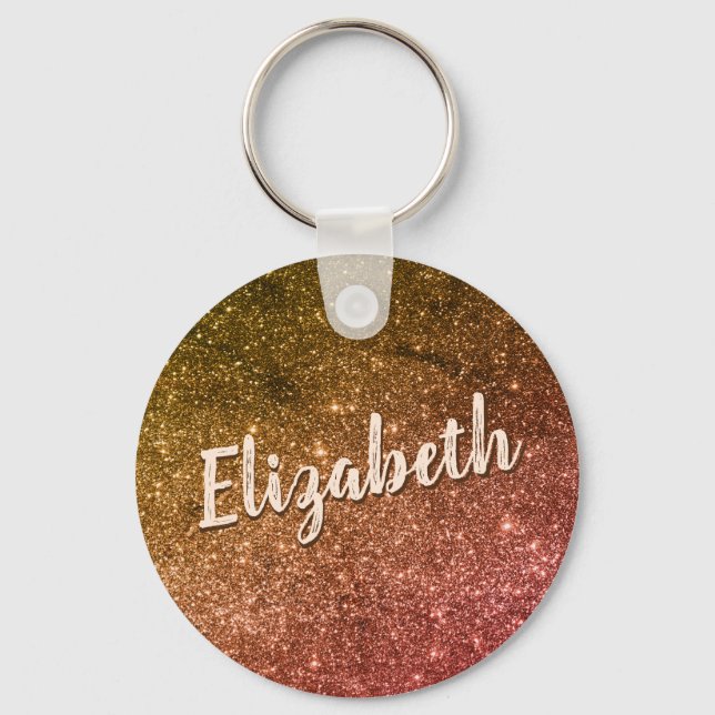 Sparkly Pink Nebula Personalised Name Keychain (Front)