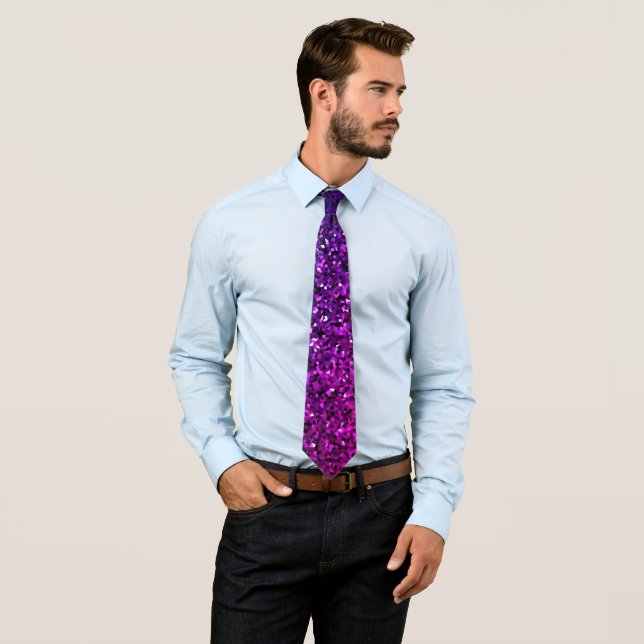 Sparkly Pink Purple Violet Glitter Patterns Gift  Tie (In Situ)