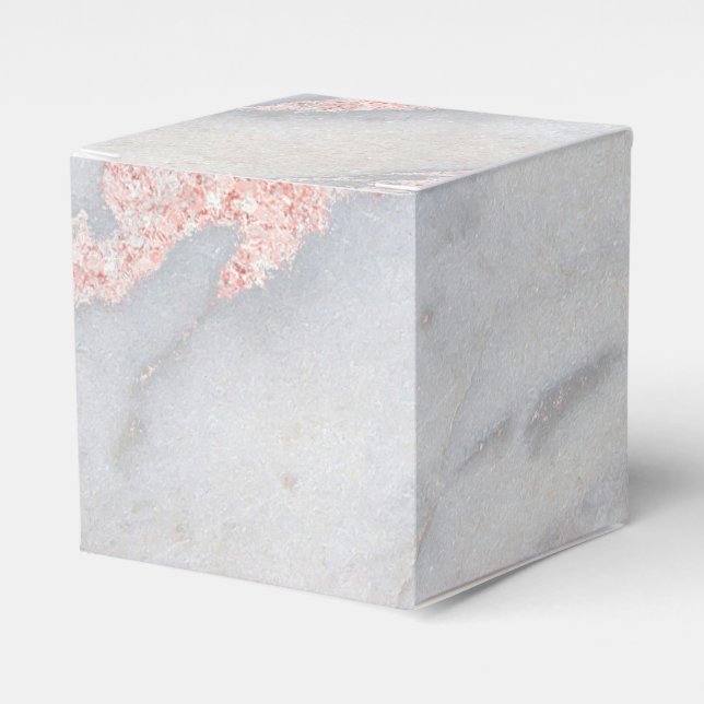 Sparkly Pink Rose Gold Bohemian Marble Favour Box (Front Side)