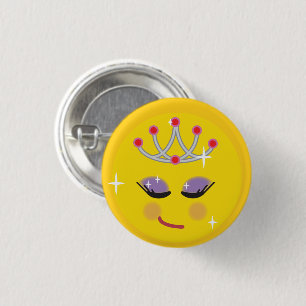 Sparkly Princess Emoticon 3 Cm Round Badge