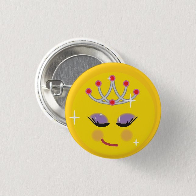 Sparkly Princess Emoticon 3 Cm Round Badge (Front & Back)