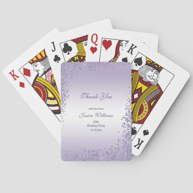 Sparkly Purple Glitter Decoration Birthday Playing Cards (Back)