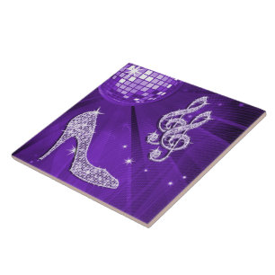 Sparkly Purple/ Lilac Music Note & Stiletto Heel Tile