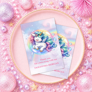 Sparkly Purple Unicorn Magical Day Thank You Card