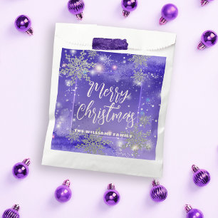 Sparkly Purple Winter Wonderland Merry Christmas Favour Bags