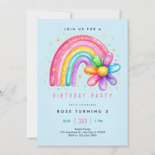 Sparkly Rainbow Birthday Party Invitation