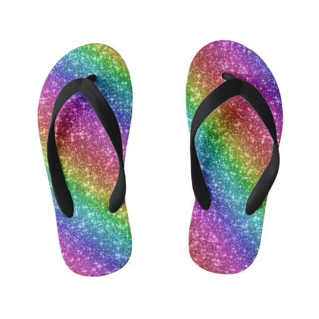 Sparkly Rainbow Glitter Kid's Jandals (Footbed)