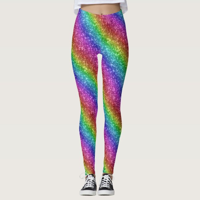 Sparkly Rainbow Glitter Leggings (Front)
