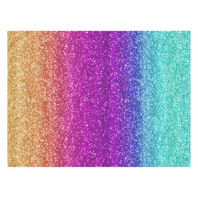 Sparkly Rainbow Gradient Glitter Tablecloth (Front (Horizontal))