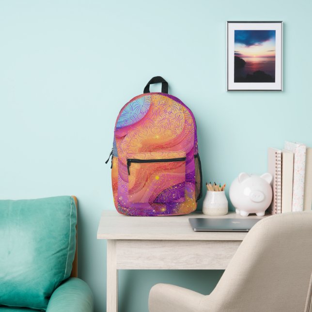 Sparkly Rainbow Mandala Printed Backpack (Insitu)