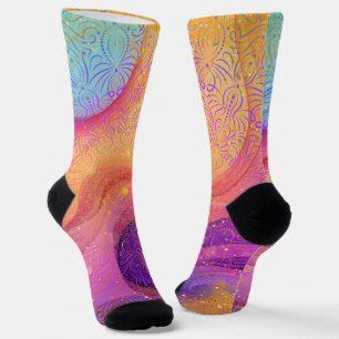 Sparkly Rainbow Mandala Socks