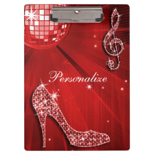 Sparkly Red Music Note & Stiletto Heel Clipboard