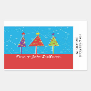 Sparkly Retro Trees Shipping Labels