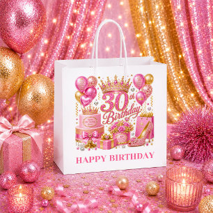 Sparkly Rose Gold Confetti 30th Birthday Gift Bag