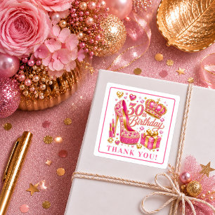 Sparkly Rose Gold Confetti 30th Birthday Stickers
