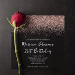 Sparkly Rose Gold Glitter Black 21st Birthday Invitation<br><div class="desc">A glamourous 21st birthday square shaped invitation for her. Faux sparkly rose gold and black glitter against a solid black background. All the glitter and sparkle elements in this modern girly design are digital graphics that print like a photo. If you change the font colour, check the drop shadow settings....</div>