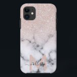 Sparkly Rose Gold Glitter Marble Ombre Case-Mate iPhone Case<br><div class="desc">This elegant and girly pattern is perfect for the modern woman. It features faux printed sparkly rose gold glitter on top of a black and with marble pattern in the style of an ombre gradient. It's trendy, cool, chic, luxe, and stylish. ***IMPORTANT DESIGN NOTE: For any custom design request such...</div>