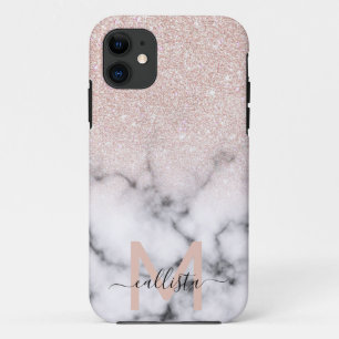 Sparkly Rose Gold Glitter Marble Ombre Case-Mate iPhone Case