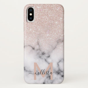 Sparkly Rose Gold Glitter Marble Ombre Case-Mate iPhone Case