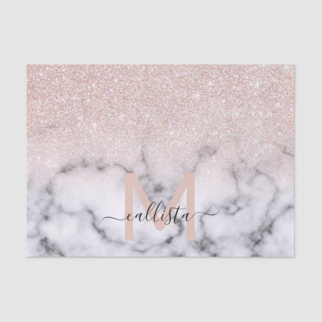 Sparkly Rose Gold Glitter Marble Ombre Tissue Paper (Front)