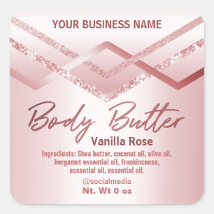 Sparkly Rose Gold Lines Body Butter Labels