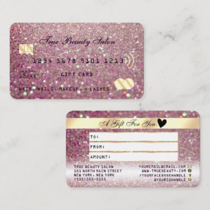 Sparkly Rose Pink Gold Glitter Credit Gift Card