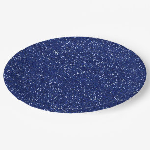 Sparkly Royal Blue & Silver Glitter Paper Plate