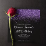 Sparkly Royal Purple Glitter Black 21st Birthday Invitation<br><div class="desc">A glamourous 21st birthday square shaped invitation for her. Faux sparkly royal purple and black glitter against a solid black background. All the glitter and sparkle elements in this modern girly design are digital graphics that print like a photo. If you change the font colour, check the drop shadow settings....</div>