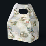 Sparkly Rustic Christmas Winter Scenes Collage Favour Box<br><div class="desc">Magical sparkles,  snowflakes vintage-inspired vignettes featuring winter birds,  snow-covered rustic cottages and landscapes,  elegant filigree borders,  holly and snowflakes on rich artisan blue,  gold and white distressed background.</div>