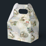 Sparkly Rustic Christmas Winter Scenes Collage Favour Box<br><div class="desc">Magical sparkles,  snowflakes vintage-inspired vignettes featuring winter birds,  snow-covered rustic cottages and landscapes,  elegant filigree borders,  holly and snowflakes on rich artisan blue,  gold and white distressed background.</div>