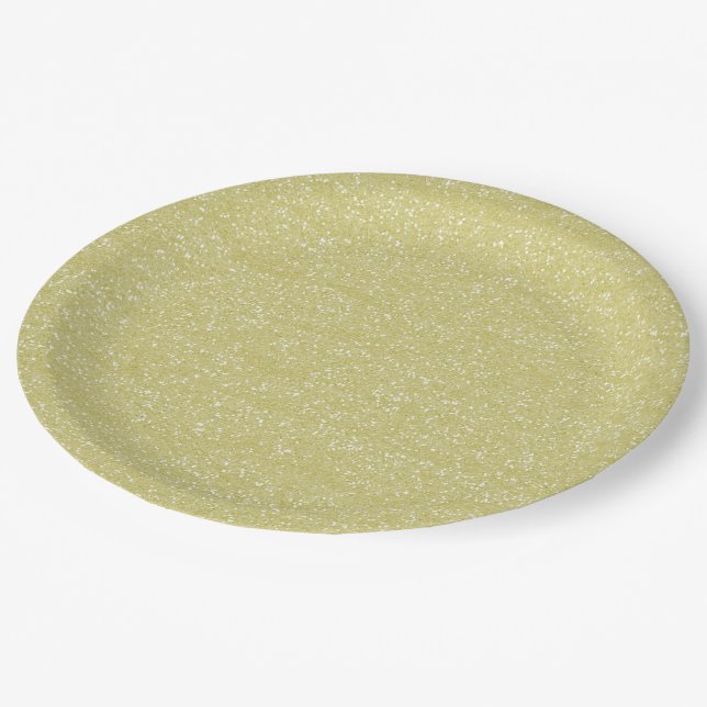 Sparkly Sandy Gold & Silver Glitter Paper Plate (Angled)