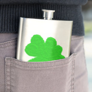 Sparkly shamrock lucky clover St. Patrick's Day Hip Flask