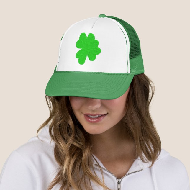 Sparkly shamrock lucky clover St. Patrick's Day Trucker Hat (In Situ)