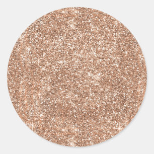 Sparkly Shiny Glitter Rose Gold Classic Round Sticker
