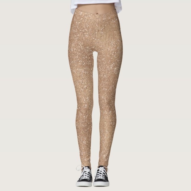 Sparkly Shiny Glitter Rose Gold Leggings (Front)
