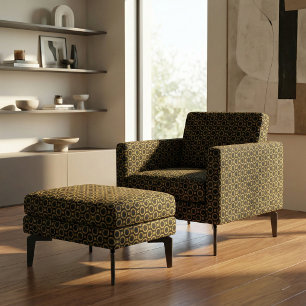 Sparkly Shiny Luxury Elegant Gold & Black Pattern Fabric