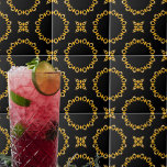 Sparkly Shiny Luxury Elegant Gold & Black Pattern Tile<br><div class="desc">Elegant ceramic tile design featuring a seamless pattern made of faux gold geometric shapes on a black background.</div>