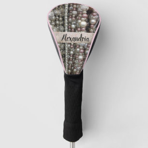 Sparkly Silver and Pink Stringed Beads Golf Head Cover