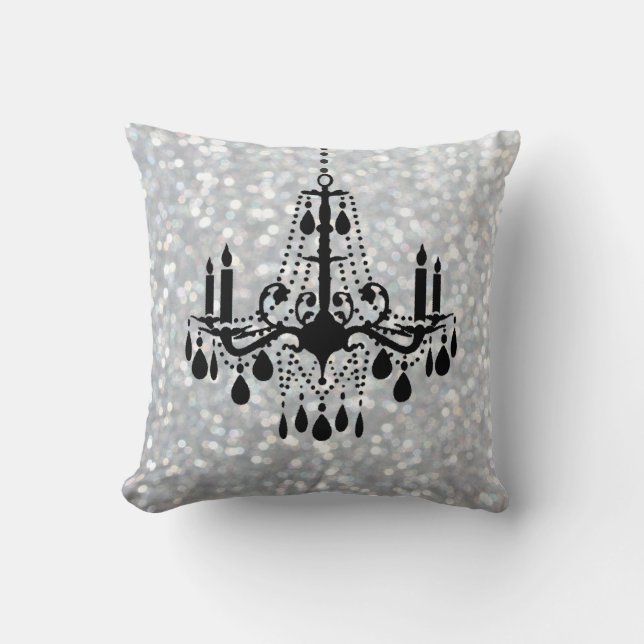 Sparkly Silver Chandelier Pillow (Front)