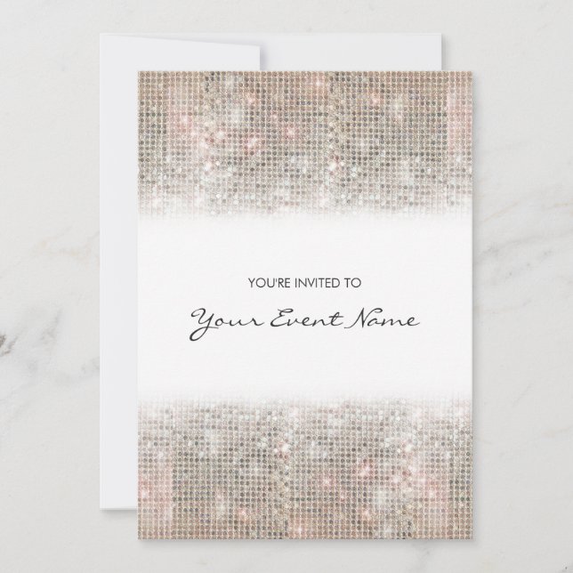 Sparkly Silver Faux Sequins Festive Party Invitation (Front)