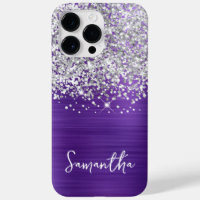 Sparkly Silver Glitter Amethyst Glam Name