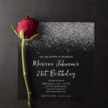 Sparkly Silver Glitter Black 21st Birthday Invitation<br><div class="desc">A glamourous 21st birthday square shaped invitation for her. Faux sparkly black and silver grey glitter against a solid black background. All the glitter and sparkle elements in this modern girly design are digital graphics that print like a photo. If you change the font colour, check the drop shadow settings....</div>