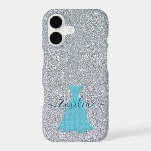 Sparkly Silver Glitter Blue Gown
