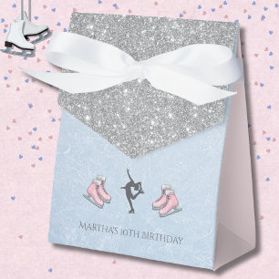 Sparkly Silver Glitter Figure Skater Birthday Favour Box